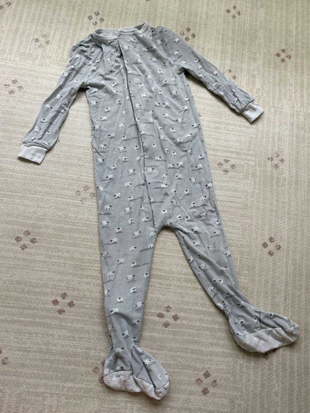 Magnetic Me Light Gray Footed One-Piece with sheep Print